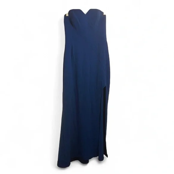 HALSTON HERITAGE Notched Strapless Gown Blue Size 4 - Picture 2 of 9